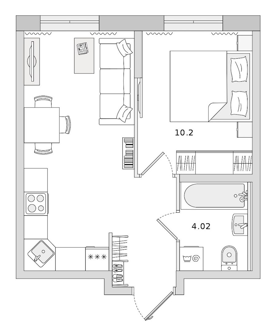 1-комнатная квартира 33.65 м², 1/17 эт., ЖК «Новые горизонты 2»